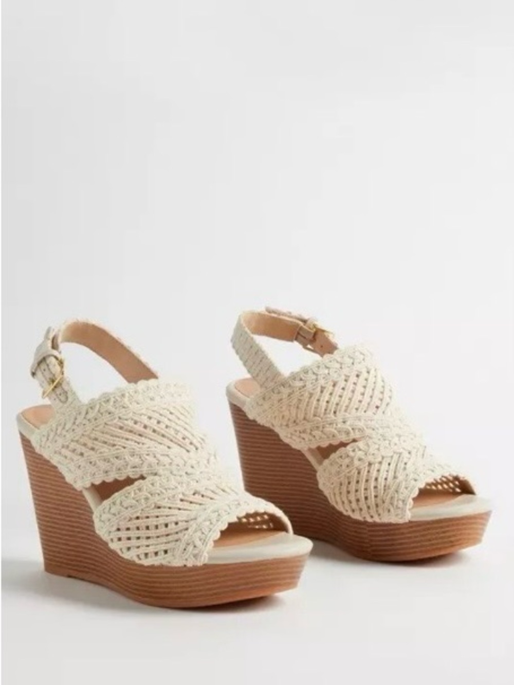 Torrid Cream Crochet Wedge Platform Sandals - Size 10WW - Worn Once!